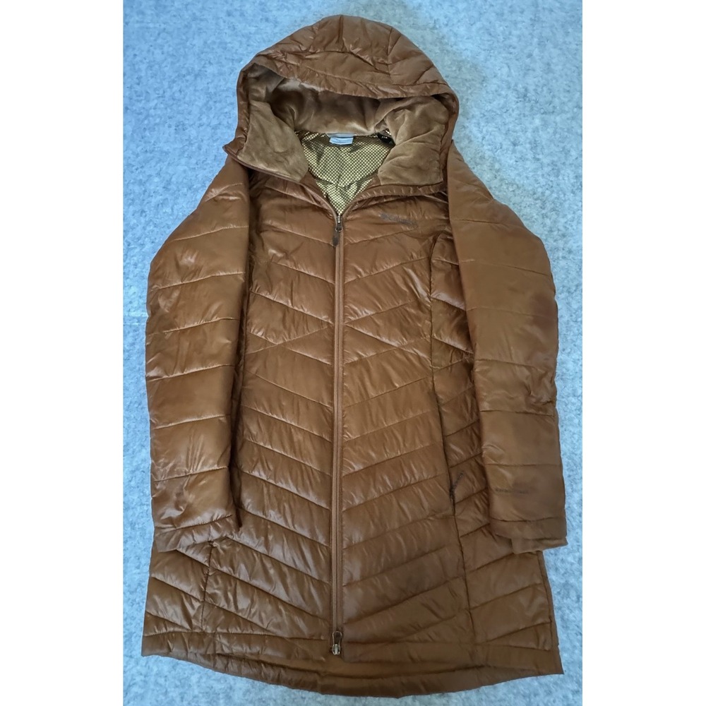 Columbia Coat Womens Small Brown Joy Peak Omni-Heat Hooded Quilted Puffer Jacket